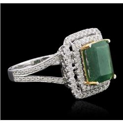 14KT Two-Tone Gold 2.53ct Emerald and Diamond Ring