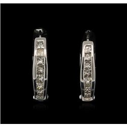 1.42ctw Diamond Hoop Earrings - 18KT White Gold