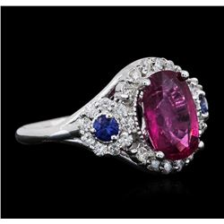 14KT White Gold 2.62ct Tourmaline, Sapphire and Diamond Ring