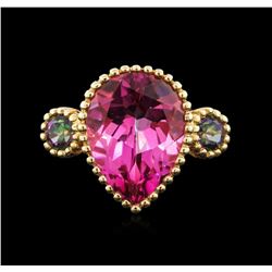 9.86cts Pink Zircon and Mystic Topaz Ring - 14KT Yellow Gold