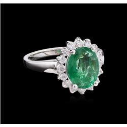 2.95ct Emerald and Diamond Ring - 14KT White Gold