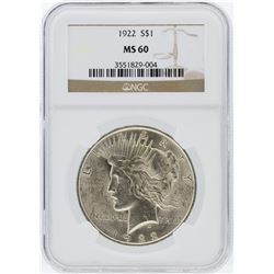 1922 NGC MS60 Peace Silver Dollar