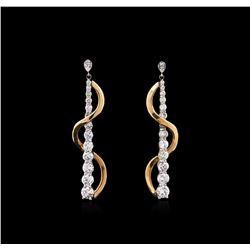 2.50ctw Diamond Dangle Earrings - 14KT Two-Tone Gold