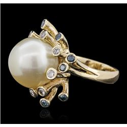 14KT Yellow Gold Pearl and Diamond Ring