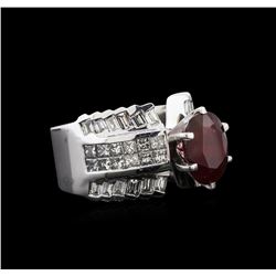 4.17ct Ruby and Diamond Ring - 18KT White Gold