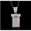 Image 1 : 14KT White Gold 0.60ctw Diamond Pendant With Chain