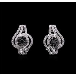 1.38ctw Black Diamond Earrings - 14KT White Gold