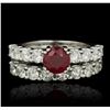 Image 4 : 14KT White Gold 1.62ct Ruby and Diamond Wedding Set