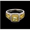 Image 2 : 1.27ctw Fancy Yellow Diamond Ring - 18KT Two-Tone Gold