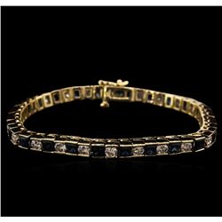 6.75ctw Blue Sapphire and Diamond Bracelet - 14KT Yellow Gold