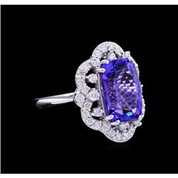 5.20ct Tanzanite and Diamond Ring - 14KT White Gold