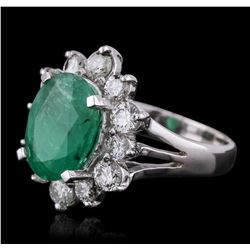 14KT White Gold 3.41ct Emerald and Diamond Ring