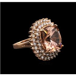 10.55ct Morganite and Diamond Ring - 14KT Rose Gold