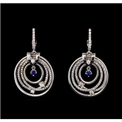 0.25ctw Sapphire and Diamond Earrings - 14KT White Gold