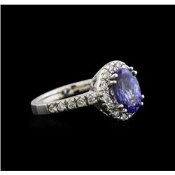 2.10ct Tanzanite and Diamond Ring - 14KT White Gold