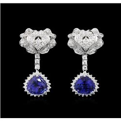 8.24ctw Tanzanite and Diamond Earrings - 18KT White Gold