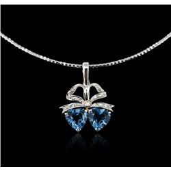 14KT White Gold 6.00ctw Topaz and Diamond Necklace