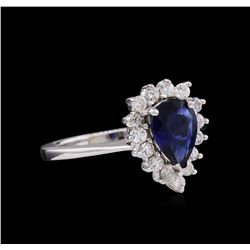 1.10ct Blue Sapphire and Diamond Ring - 18KT White Gold