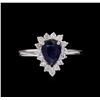 Image 2 : 1.10ct Blue Sapphire and Diamond Ring - 18KT White Gold