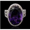 Image 1 : 14KT White Gold 11.51ct Amethyst and Diamond Ring