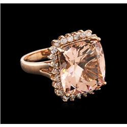 10.31ct Morganite and Diamond Ring - 14KT Rose Gold