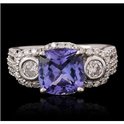 14KT White Gold 3.21ct Tanzanite and Diamond Ring