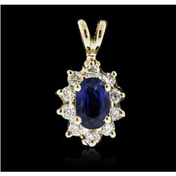 14KT Yellow Gold 0.70ct Sapphire and Diamond Pendant