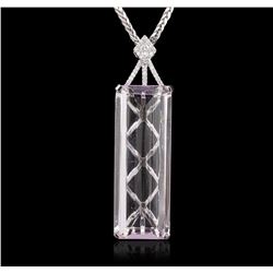 14KT White Gold 155.79ct Kunzite and Diamond Pendant With Chain