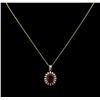 Image 2 : 4.55ct Ruby and Diamond Pendant With Chain - 14KT Yellow Gold