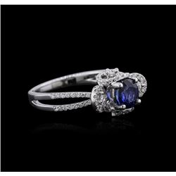 18KT White Gold 0.73ct Sapphire and Diamond Ring