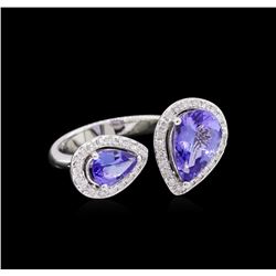 2.55ctw Tanzanite and Diamond Ring - 14KT White Gold