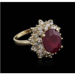 14KT Yellow Gold 5.87ct Ruby and Diamond Ring