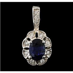 14KT White Gold 1.09ct Sapphire and Diamond Pendant