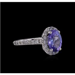 2.97ct Tanzanite and Diamond Ring - 14KT White Gold