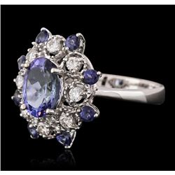 14KT White Gold 3.09ctw Tanzanite and Diamond Ring