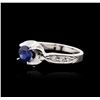 Image 1 : 14KT White Gold 1.09ct Sapphire and Diamond Ring