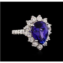 14KT White Gold 4.48ct Tanzanite and Diamond Ring