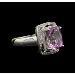 5.27ct Kunzite and Diamond Ring  - 14KT White Gold