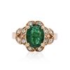 Image 2 : 14KT Rose Gold 2.36ct Emerald and Diamond Ring