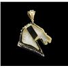 Image 2 : 9.00ct Opal and Diamond Horse Head Pendant - 14KT Two-Tone Gold