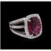 Image 1 : 5.47ct Tourmaline and Diamond Ring - 18KT White Gold