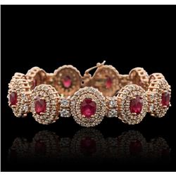 14KT Rose Gold 10.89ctw Ruby and Diamond Bracelet