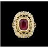 Image 2 : 3.57ct Ruby and Diamond Ring - 14KT Yellow Gold