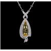 Image 1 : 10.18ct Citrine and Diamond Necklace - 14KT White Gold