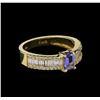 Image 1 : 0.55ct Tanzanite and Diamond Ring - 14KT Yellow Gold