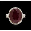 Image 2 : 13.81ct Ruby and Diamond Ring - 14KT Yellow Gold