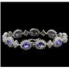Image 2 : 14KT White Gold 13.14ctw Tanzanite and Diamond Bracelet