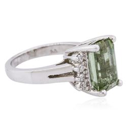 14KT White Gold 4.41ct Green Tourmaline and Diamond Ring