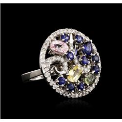 14KT White Gold 3.18ctw Sapphire and Diamond Ring