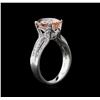 Image 3 : 3.13ct Morganite and Diamond Ring - 18KT White Gold